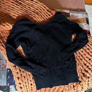 White & Warren Cashmere Sweater in Inky Black